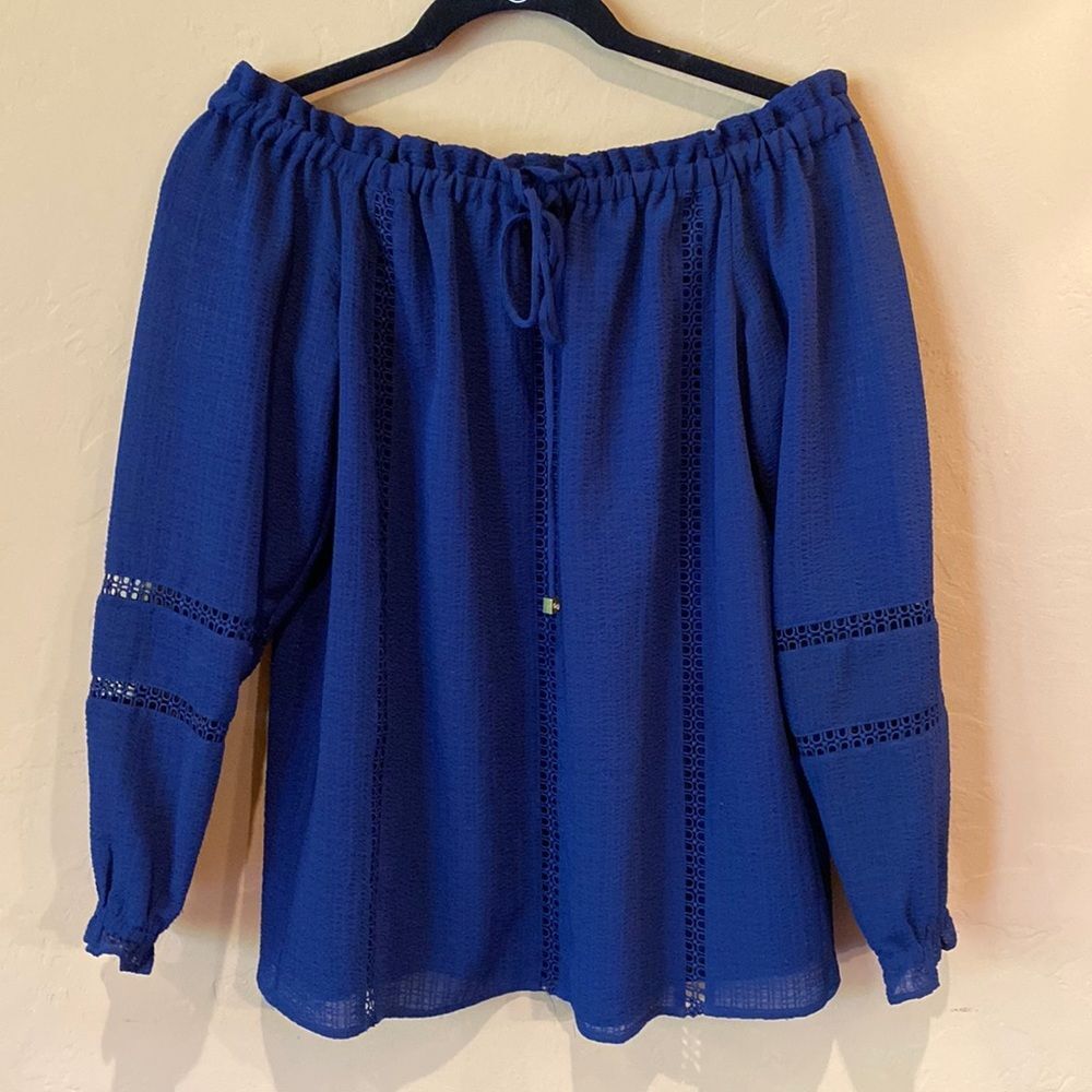 MICHAEL MICHAEL KORS Navy off the shoulder blouse